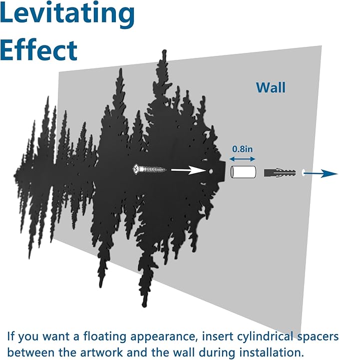 Metal Mountain Wall Art 24" x 20", Mountain Wall Decor, Art Wall Hangings for Living Room, Bedroom, Black and White, 24 Inch Long