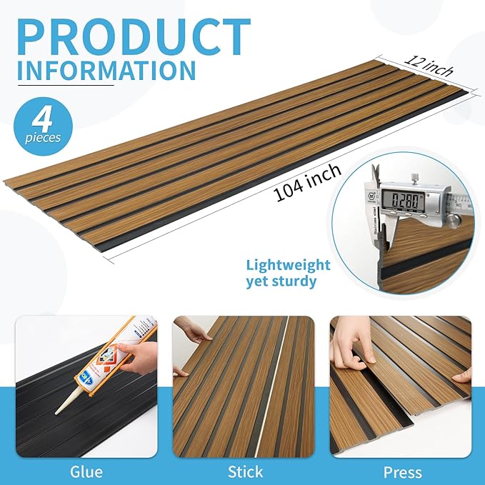 Art3d 4-Pack Glue-On Six-Grid Wainscoting Panel for Interior Wall Decor - 104 x 12 Inch Polystyrene Ultralight Slim Slat Wall Panels for Living Room Bedroom, Rosewood