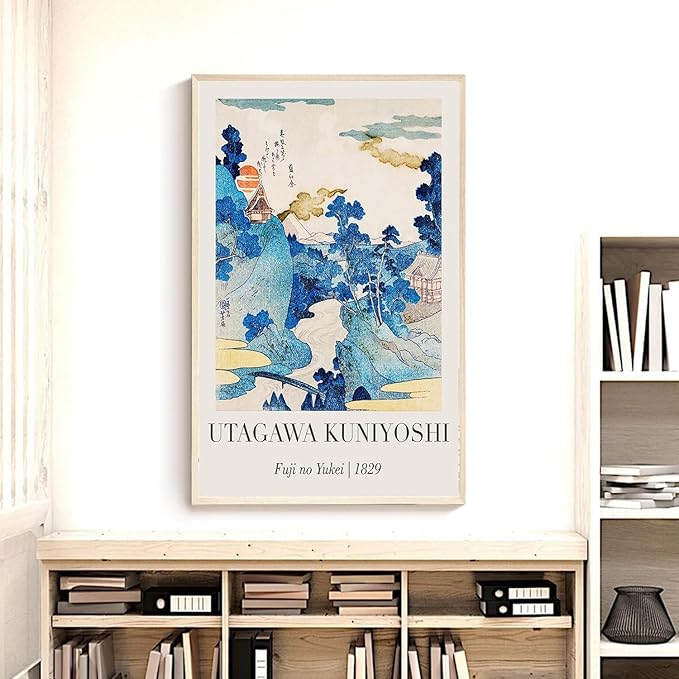 OZCONO Utagawa Kuniyoshi Fuji no Yukei Art Print, Japanese Landscape Wall Decor, Gallery Quality Giclee, UV Resistant Ink (30L x 20W)