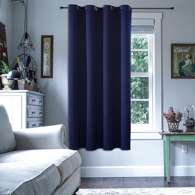 ChrisDowa Grommet Blackout Curtains for Bedroom - Thermal Insulated Room Darkening Curtains for Living Room (1 Panel Set, Navy Blue, 52W x 63L)