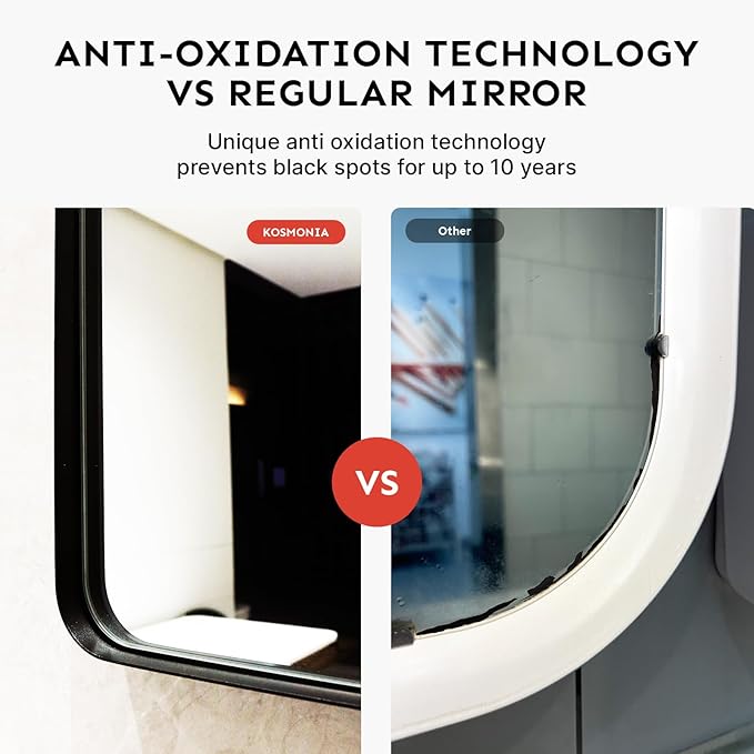 Kosmonia 36x30 Bathroom Vanity Mirror for Wall, Aluminum Framed, Farmhouse Rectangle, Anti-Rust, HD Reflection Anti-Desilvering, Distortion Free, Tempered and Shatter-Proof Wall Mounted Mirror, Black