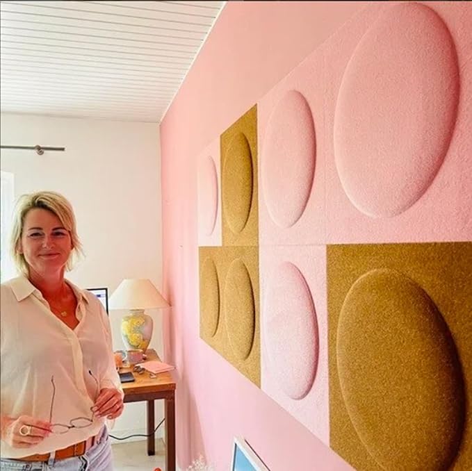 Acoustical 3D Wall Panels, 12 Pack 12''x12'' Circle Art Acoustic Panels for Interior Wall Decor, Decorative Acoustic Panels, Acoustic Wall Panels, Sound Absorbing Wall 3D Art (Khaki)