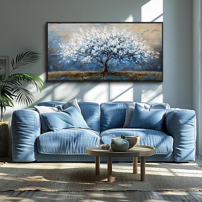 KELIYUAN Wall Art For Living Room Wall Decor For Bedroom Large Canvas Black Framed Wall Painting Abstract Tree Pictures Office Dining Room Decor Artwork Hotel Room Mural Home Decoration 30"X60"