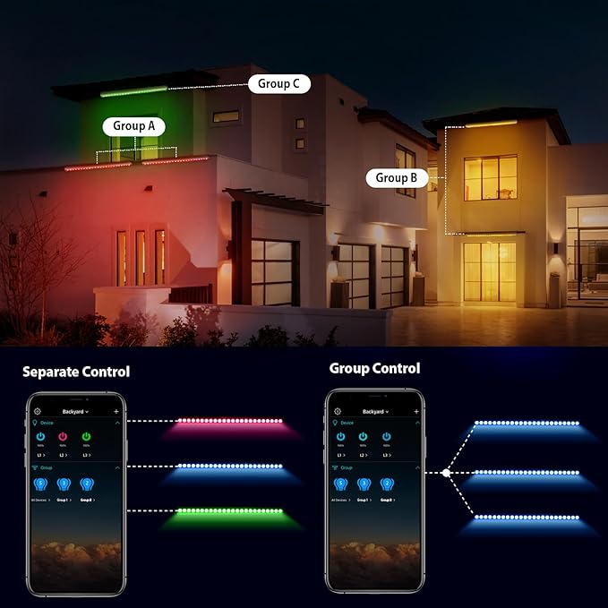 168W Smart LED Wall Washer Light, RGBCW CCT LED Light Bar with Group and Individual Control, Timing, Music Sync Modes, 120V Waterproof Linear Flood Lights for Outdoor & Indoor Lighting Projects