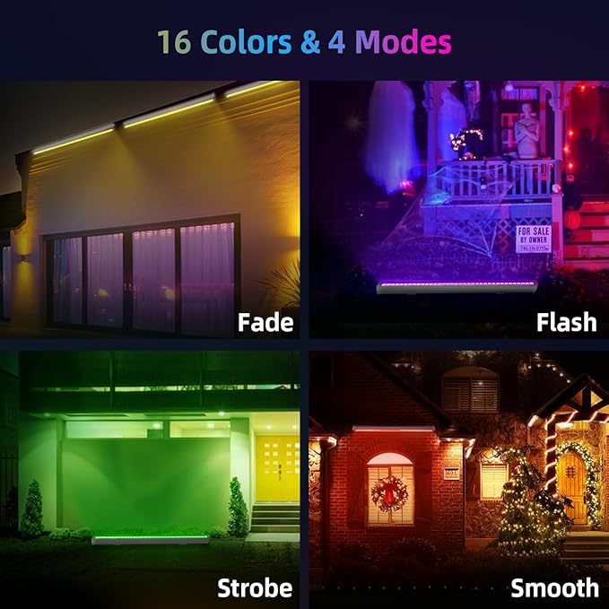 LED Wall Washer Light with RF Remote, 144W RGBW Color Changing Linear Bar Light, AC120V Waterproof RGB CCT Wall Washing Lamp for Outdoor and Indoor Lighting Projects, Plug & Play