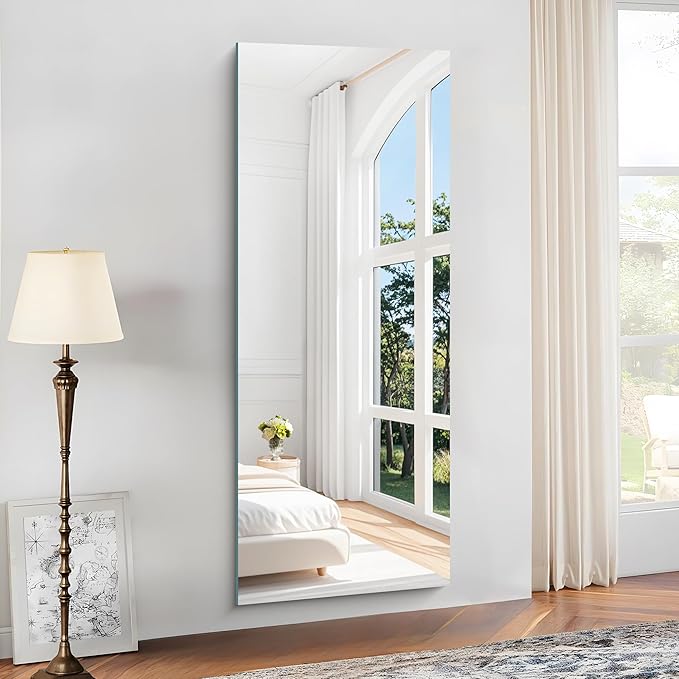 KOCUUY Frameless Mirror, 60"x24" Large Bathroom Mirror for Over Sink, Unframed Mirrors for Wall Upgraded Shatterproof Design, Modern Decorative for Bedroom, Living Room, Entryway