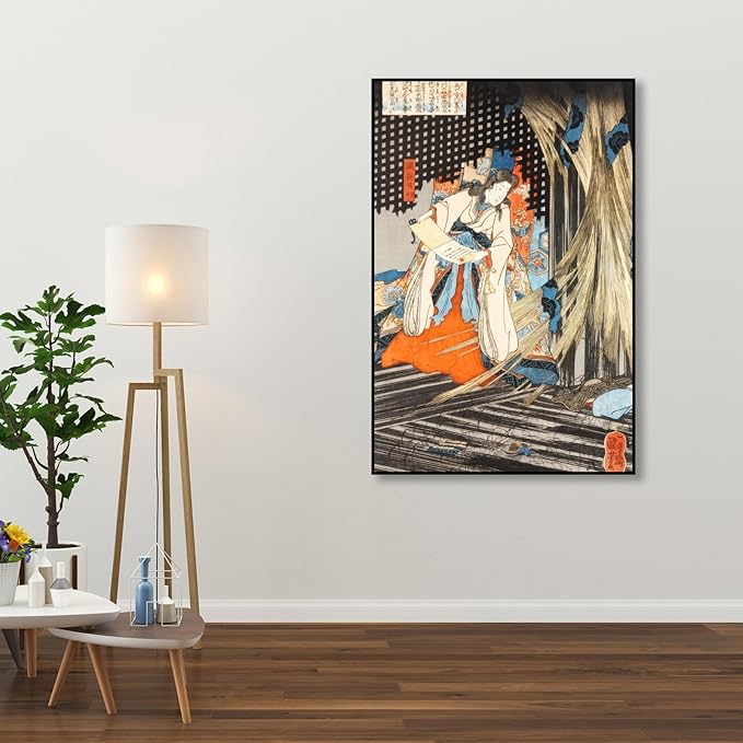 OKRA Utagawa Kuniyoshi Canvas Wall Art Takiyashahime Poses Poster Japanese Ukiyo-E Woodcut Art Animal Nature Landscape Poster Japanese Classic Wall Decor Unframed 12×18in/30×45cm