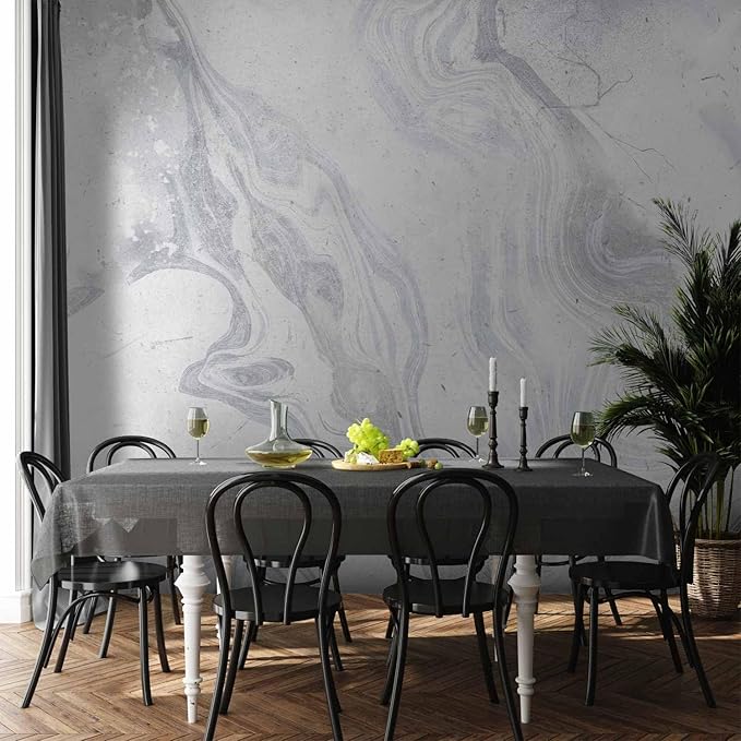 artgeist Wall Mural Stone Wall 157x110 in - XXL Non-Woven Wallpaper Fleece Wall Decor Photo Print Picture Image Design Marble Like Abstract 3D Illusion Gray White f-A-0883-a-a