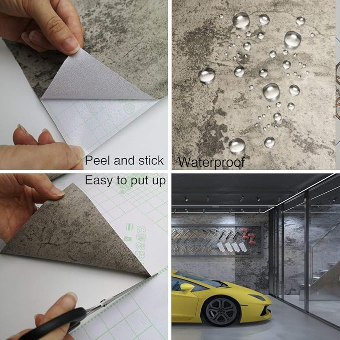 48x590inch Extra Wide Grey Concrete Wallpaper Peel and Stick 3D Cement Look Contact Paper Matte Thicken Adhesive Waterproof Vinyl Wall Paper for Bedroom Living Room Retro Industrial Style Earthy Grey