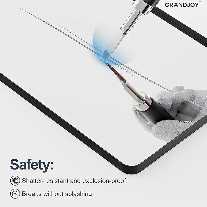 24x36 Inch Bathroom Mirrors Set of 2 for Wall, Black Vanity Mirror for Over Sink, Modern Farmhouse, Rounded Corner, Shatterproof Glass