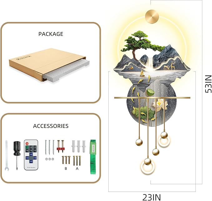 LED Light Decor Wall Art, 3D Art Wall Decor with Light, Decors Walls Sculptures Large 3D Art, Decors Walls Sculptures Lighting Modern, Plug-in Power Supply, Blue C, 23x53IN