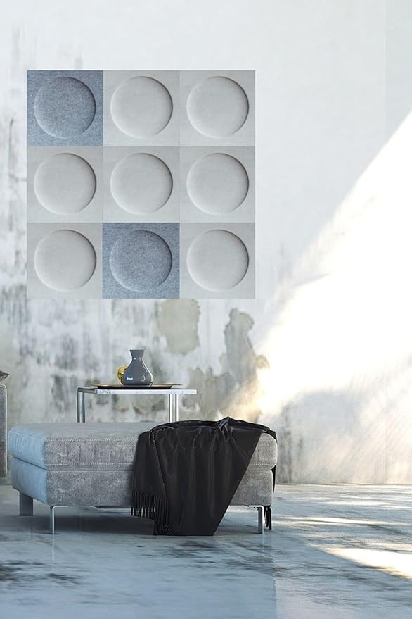 Acoustical 3D Wall Panels, 12 Pack 12''x12'' Circle Art Acoustic Panels for Interior Wall Decor, Decorative Acoustic Panels, Acoustic Wall Panels, Sound Absorbing Wall 3D Art (Oatmeal)