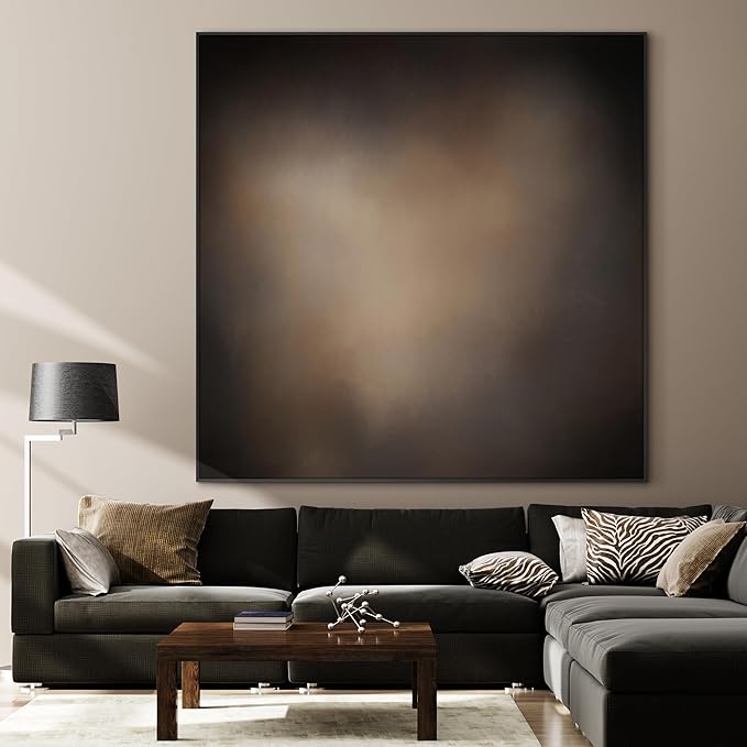 72"x72" XL Framed Wall Art - Moody Brown and Black Toned Abstract Design (Frame Assembly Required)