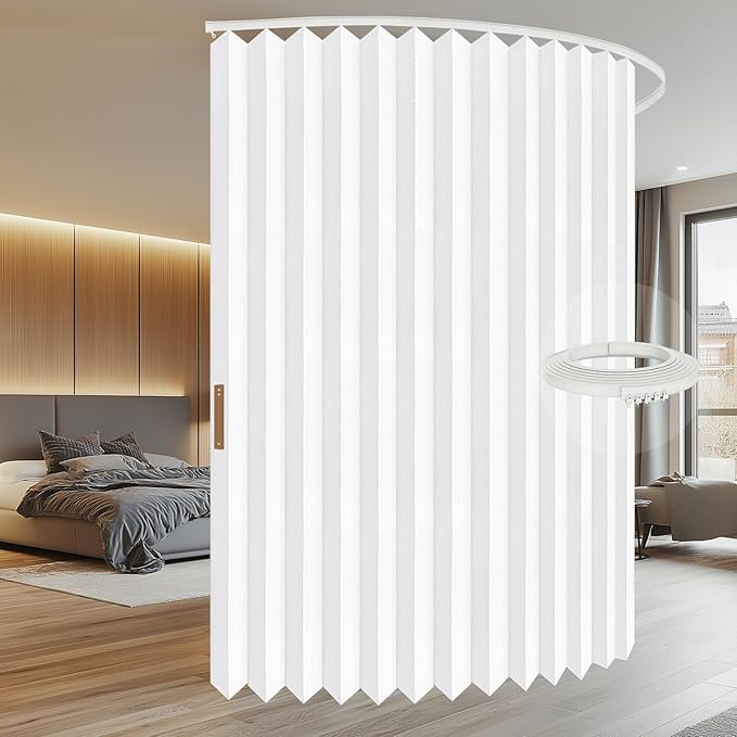 AJAZZ 100% Blackout Room Divider Curtains Screen Partitions, Blackout Sound Reducing Divider Room Panel for Doorway Glass Window Sliding Door Patio(White, W100 x L84, 1 Pack)