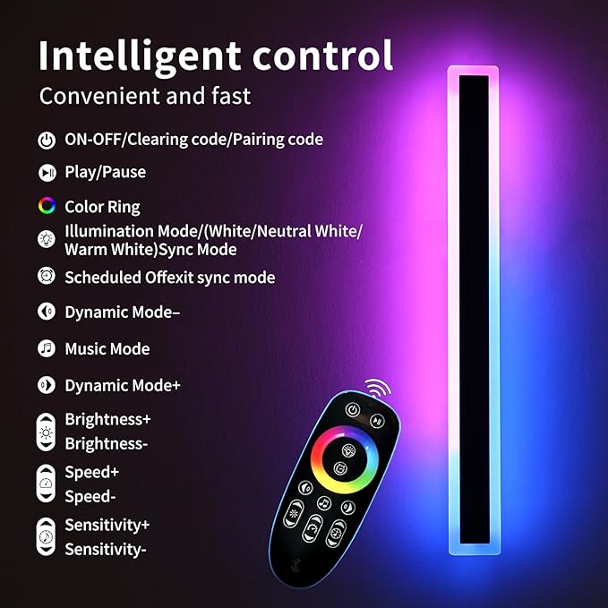 Mikeru Modern Outdoor Light Fixture, 23.6inch Modern RGB Outdoor Wall Light 10%-100% Dimmable with Memory Function Long Outdoor Porch Lights Featuring Multiple Modes and 12 Colors for Patio Entryway