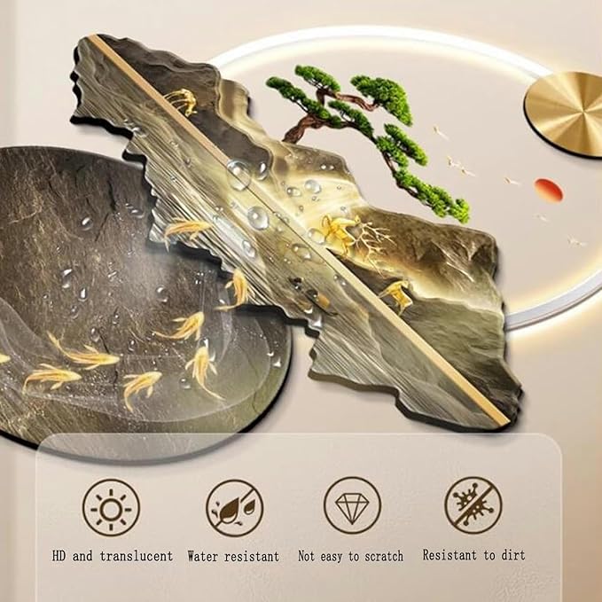 DLYZAYE 3D Wall Art Decor Wall Sculptures Wall Hanging Art with Led Light Wall Art Decorations Lamp Oriental Decor Traditional Chinese Wall Hanging Painting~/