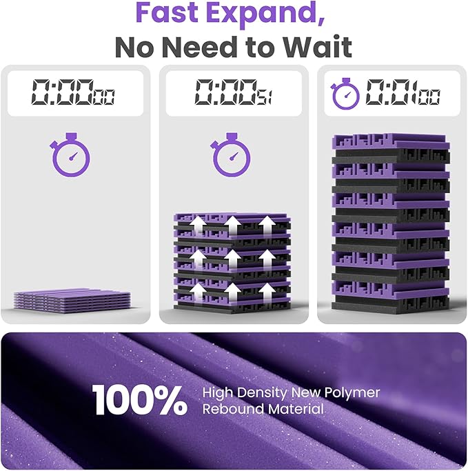 18 Pack Sound Proof Foam Panels for Wall,12" X 12" X 2" Self-Adhesive Acoustic Foam Panels,High Resilience Soundproof Wall Panels,Sound Absorbing Panels for Home Studios, Offices - Black & Purple