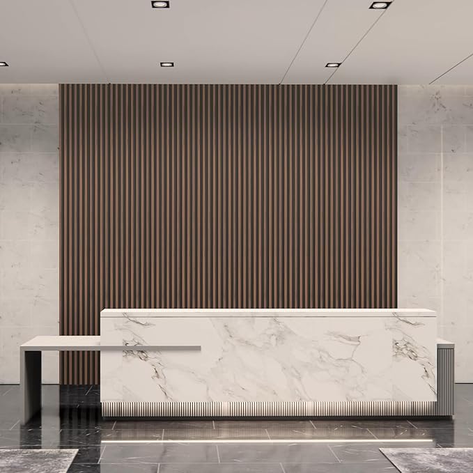 Art3d 8-Pack WPC Wood Slat Wall Panel for Interior Décor, 3D Wood Fluted Acoustic Wall Paneling for Living Room Bedroom Home & Office Accent Decor - 96 x 6 Inch Walnut