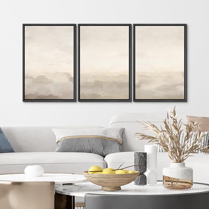 MUDECOR Framed Canvas Print Wall Art Abstract Prints Minimalist Modern Art Neutral Home Decor for Bedroom - 24"x36"x3 Black