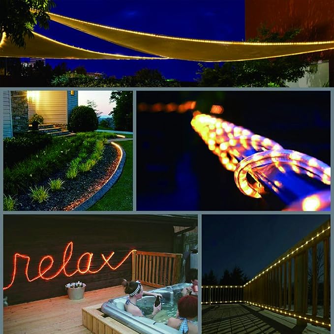 33ft Flat Flexible LED Rope Lights, Color Changing RGB Strip Light with Remote Control, 8 Colors Multiple Modes, Plug in Novelty Light, Connectable and Waterproof for Home Kitchen Indoor Outdoor Use…