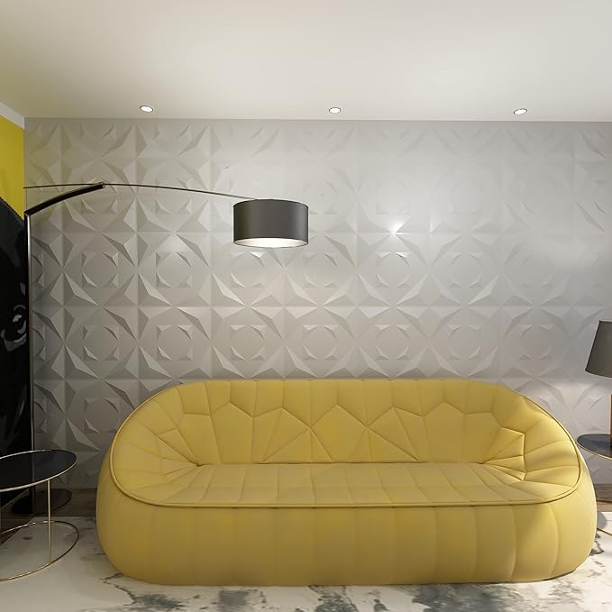 Art3d Decorative 3D Panels Textured Wall Design Board, White, 12 Tiles 32 Sq Ft