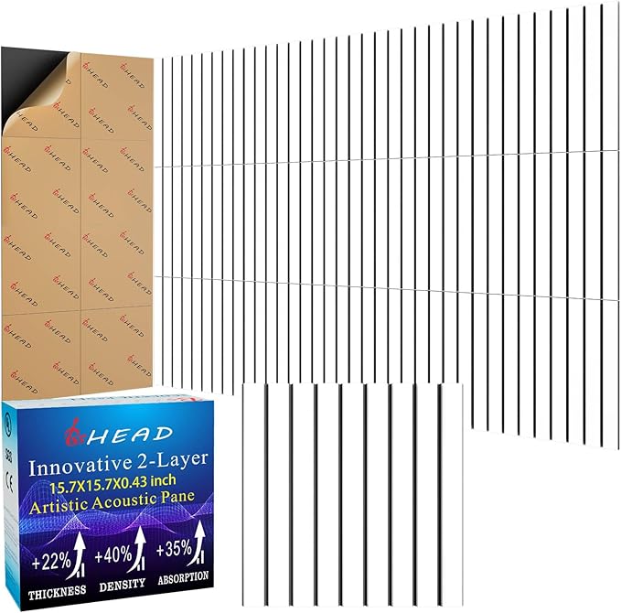 8 Pack 2-Layer Large Soundproof Wall Panels, 15.7 x 15.7 x 0.43 in Sound Proof Foam Panels for Walls, 0.9lb/ft³ High Density, 3D Acoustic Panels,Artistic Noise Dampening Panels White&Black