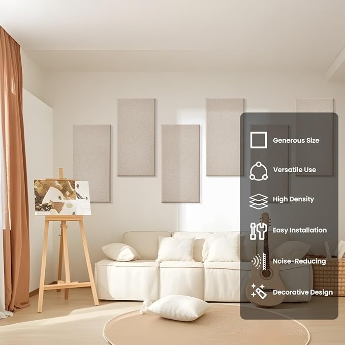 6 PCS Acoustic Panels, Large Soundproof Wall Panels, Professional Fiberglass Sound Absorbing Panels, 23.6x11.8 Inches Sound Proof Foam Panels for Walls, Studio Home Offices