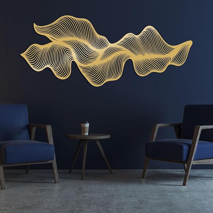 Abstract Line Metal Wall Art, Modern Luxury Line Metal Wall Decor, Irregular Geometric Wall Decor, Abstract Minimalist Line Wall Art, Contemporary Wall Hanging for Living Room (Black, 59"x24"/150x62cm)