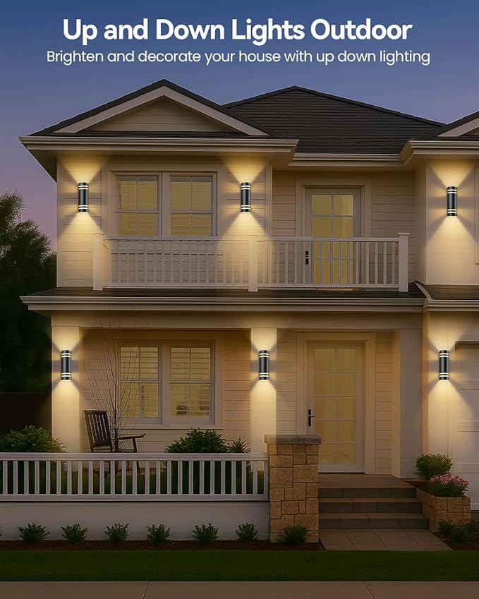 KIZON Modern Outdoor Wall Lights with Dusk to Dawn Sensor, ETL Listed Cylinder Outdoor Light Fixture Wall Mount, Matte Black Porch Light Outside Lights for House Porch, Bulbs Included