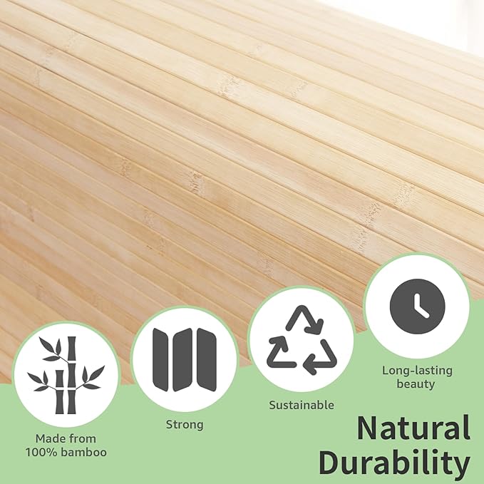 Art3d 48 x 96 Inch Natural Bamboo Wall Panel for Interior Wall Decor, Flexible Pole Wrap Wainscoting Wall Cladding Paneling for Living Room, Bedroom, Office, Kitchen Island, 2-Pack, Light-carbonized