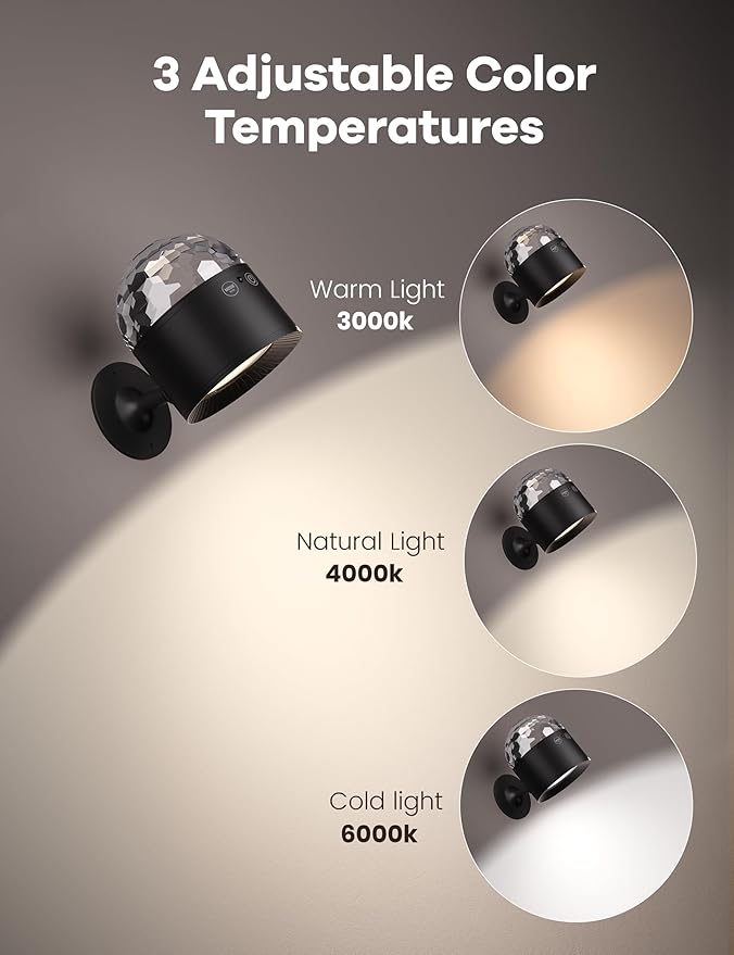 Joyzy Dynamic Wall Light Battery Operated Two-Headed Wall Lighting for Bedroom, Remote and Touch Control Wall Mounted Lamps with Wireless Led Magnetic Wall Sconce