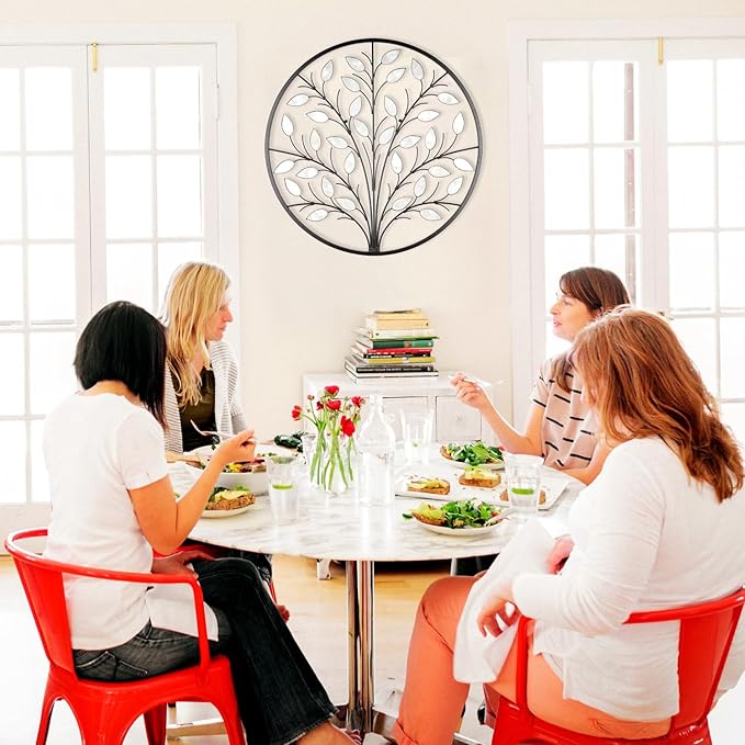 ALICE HOUSE Metal Wall Art with Shell Leaves, 26" Tree Wall Sculpture, Wall Decor for Living Room, Dining Room, Bedroom, Entryway AL4101