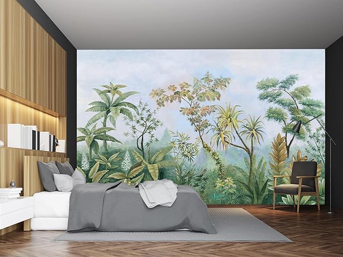 Cliouar-Tropical Plants Southeast Asia Oil Painting Forest Wallpaper Mural Bedroom Living Room Decoration 158" x 110"(Not Self-Adhesive)