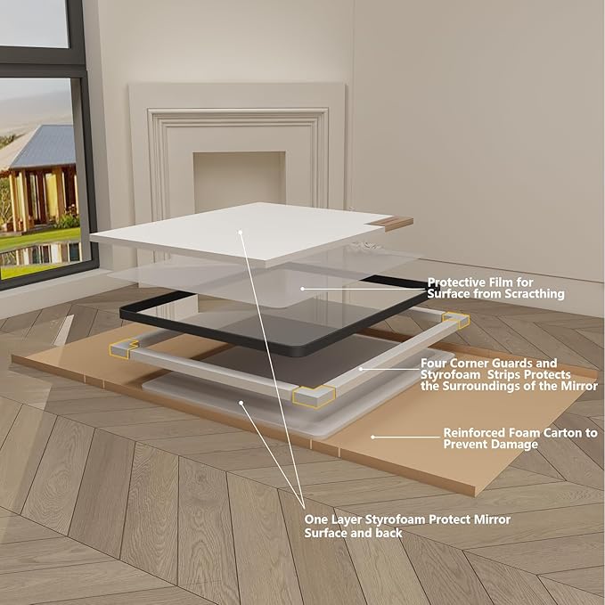 CHAMROR 20x30 Inch Black Metal Framed Bathrrom Mirror for Wall, Black Rounded Rectangle Mirror, Matte Black Bathroom Vanity Mirror, Anti-Rust, Tempered Glass, Hangs Horizontally or Vertically