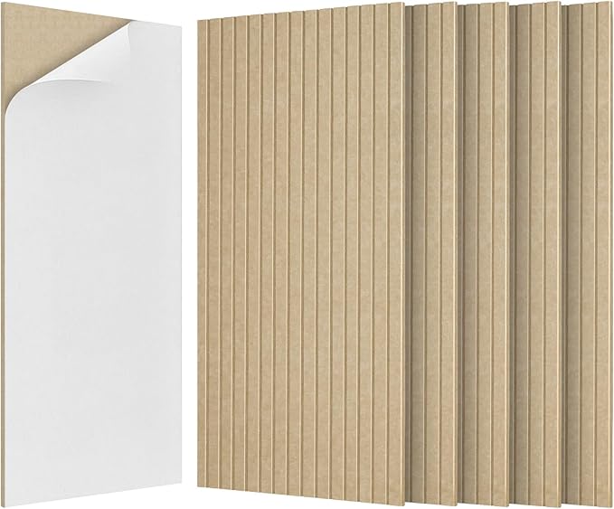 BUBOS 5 Pack Large Acoustic Panels,47.2" X 23.6" Self-Adhesive Acoustical Wall Panel, Sound Proof Panel for Office, Decorative Soundproof Wall Panels for Home Studio (Camel 1)