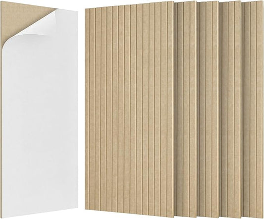BUBOS 5 Pack Large Acoustic Panels,47.2" X 23.6" Self-Adhesive Acoustical Wall Panel, Sound Proof Panel for Office, Decorative Soundproof Wall Panels for Home Studio (Camel 1)