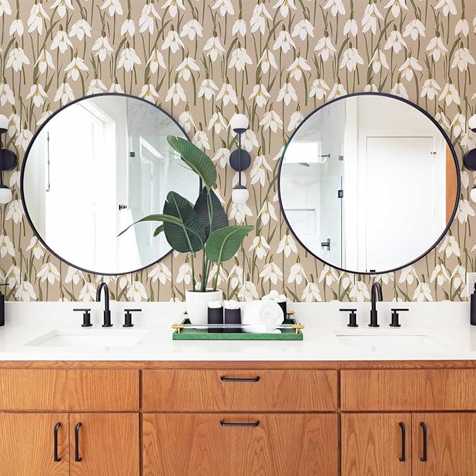 17.3" x 196.8" Floral Wallpaper Vintage Brown Orchid Peel and Stick Wallpaper Self Adhesive Removable Wallpaper for Bedroom Decorative Contact Paper