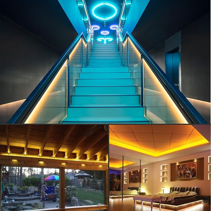 3000K Warm White Rope Lighting, 33ft Flat Flexible LED Strip Lights, Waterproof and Extendable Decor Lights for Garden Patio pergola Yard Christmas Holiday Activities