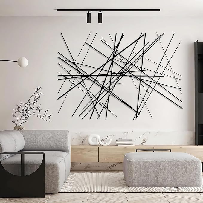 Abstract Metal Wall Art, Modern Wall Decor, Large Wall Sculpture, Abstract Line Wall Art, Modern Luxury Wall Decor, Large Contemporary Metal Sculpture, Office Home Decor (White, 29"x41"|74x105cm)