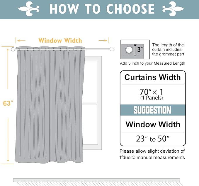 ChrisDowa Blackout Curtains 70 inches Wide for Bedroom - Extra Wide Grommet Thermal Insulated Room Darkening Curtains for Living Room (1 Panel, Light Grey, 70 x 63 Inch)