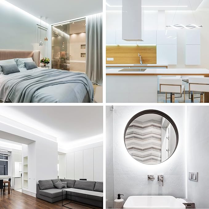 32.8ft COB LED Strip Lights DC 24V Dimmable 6000K White Flexible LED Tape Light for Bedroom, with Remote and app Control LED Tape Lights CRI90+,for DIY Home Decoration（White