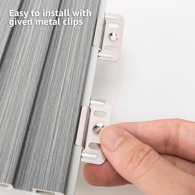 Art3d Slat Wall Panels, WPC Soundproof 3D Wall Paneling for Interior Wall Decor, TV Background, 8-Pack 96 x 6 in. Gray Oak