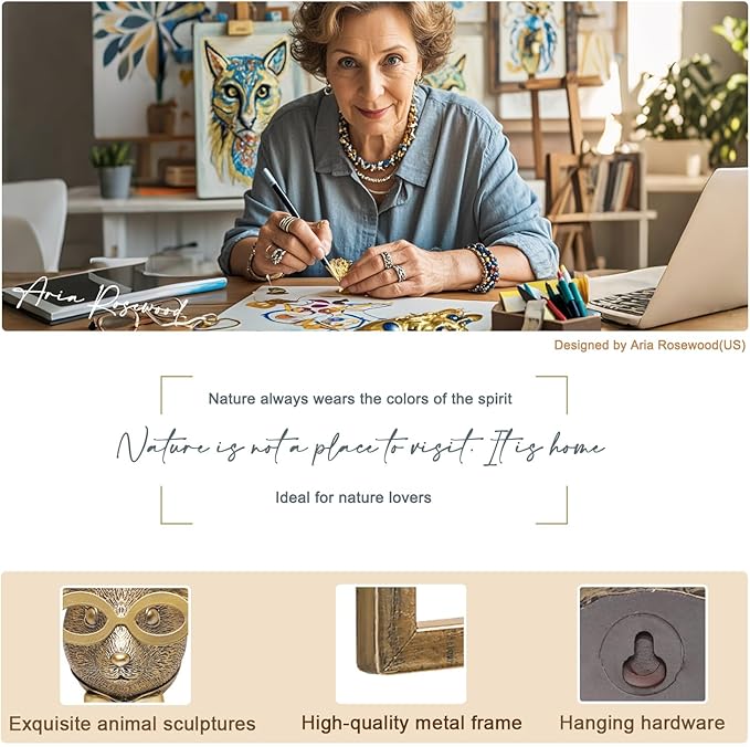 Newinhome Animal Heads Wall Decor (Includes Metal Frame) Resin Animals Sculptures Head Wall Hanging Decoration Gold vintage Wall Sculpture for Living Room Bedroom Office(Rat)