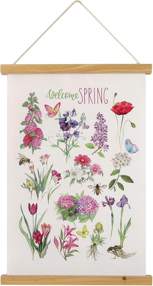 XIAOAIKA Spring Flower Poster Botanical Wall Art Prints HD Colorful Rustic Style of Floral Wall Hanging Chart Poster with Wooden Frame for Living Room Office Bedroom Decor (12 x 16 Inch)
