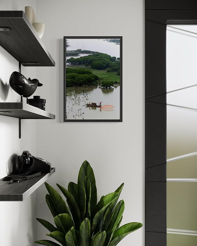 Oriental Beauty: Stunning Feng Shui Landscape Wall Art Vertical Prints for Home Decor in 3 Sizes (Casting Nets in the Mangrove Waters, 20" x 30", Oriental Beauty)