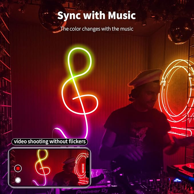 Neon Rope Lights 20FT RGB IC, Neon Light Strip LED Strip Lights for Bedroom with Remote&App IP65 Waterproof Music Sync, Color Changing Rainbow LED Rope Lights for Wall Decor Indoor Outside