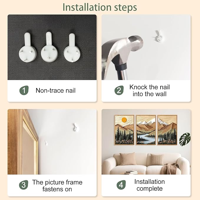 CHDITB Mountain Landscape Framed Canvas Wall Art Set, Forest Nature Wall Decor, Lake Pine Trees Artwork Country Woodcut Painting, Vintage Wilderness Art Prints For Living Room Bedroom Office 24"x36"x3