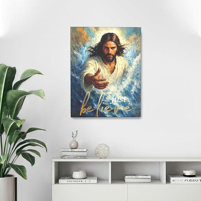 Christ Jesus Wall Art Christian Canvas Wall Decor Religious Bible Pictures Christ Paintings Prints Artwork Framed Divine Mercy Decorations For Church Prayer Room Bathroom Bedroom Living Room Gifts 16" x 20"
