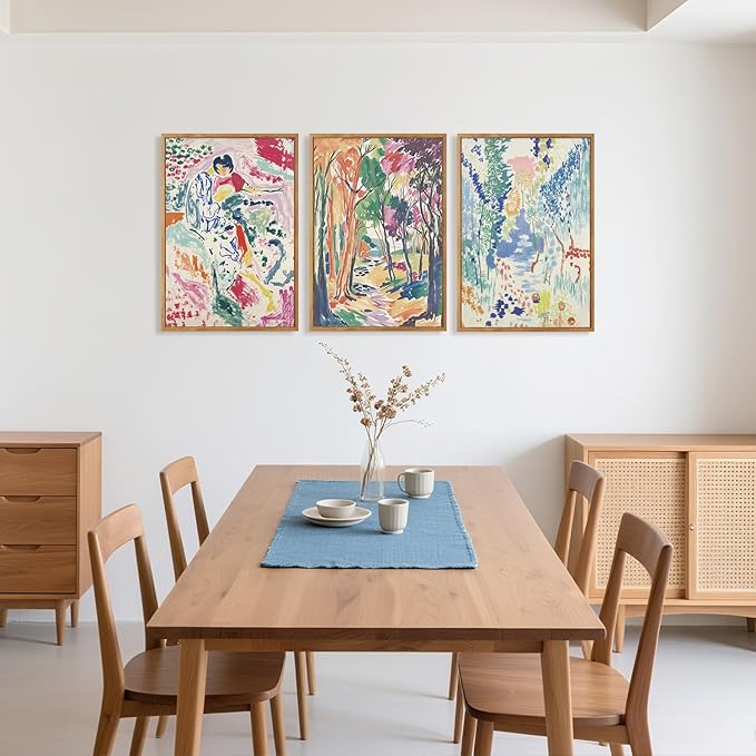 CHDITB Abstract Expressionist Framed Canvas Wall Art Set, Colorful Nature Inspired Wall Decor, Modern Gallery Art Spiritual Wall Painting, Eclectic Art Prints for Living Room Bedroom Office-24 x36 x3