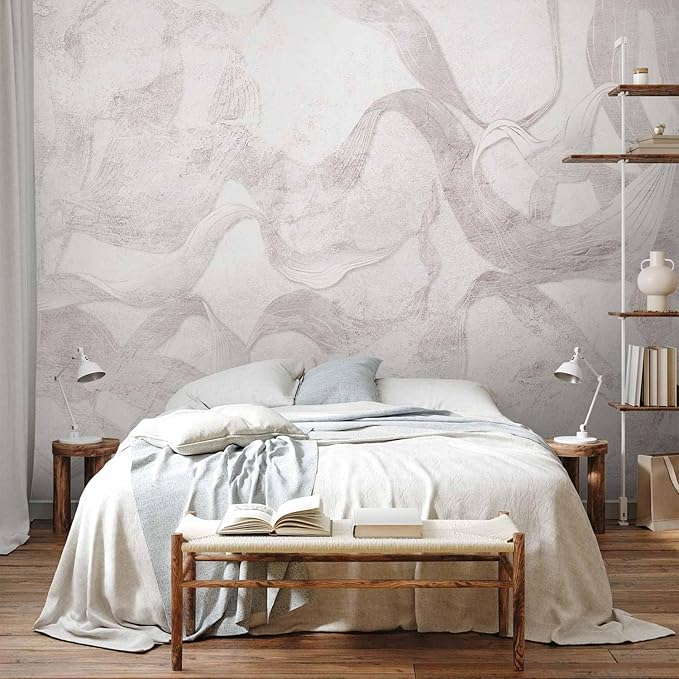 artgeist Wall Mural Faux Cement 173x124 in - Peel and Stick Self-Adhesive Wallpaper Removable Large Sticker Foil Wall Decor Print Design Mural Abstract Grey Silver f-A-10118-a-c